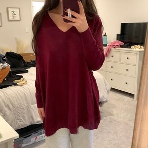 Wine Red Oversized Sweater
